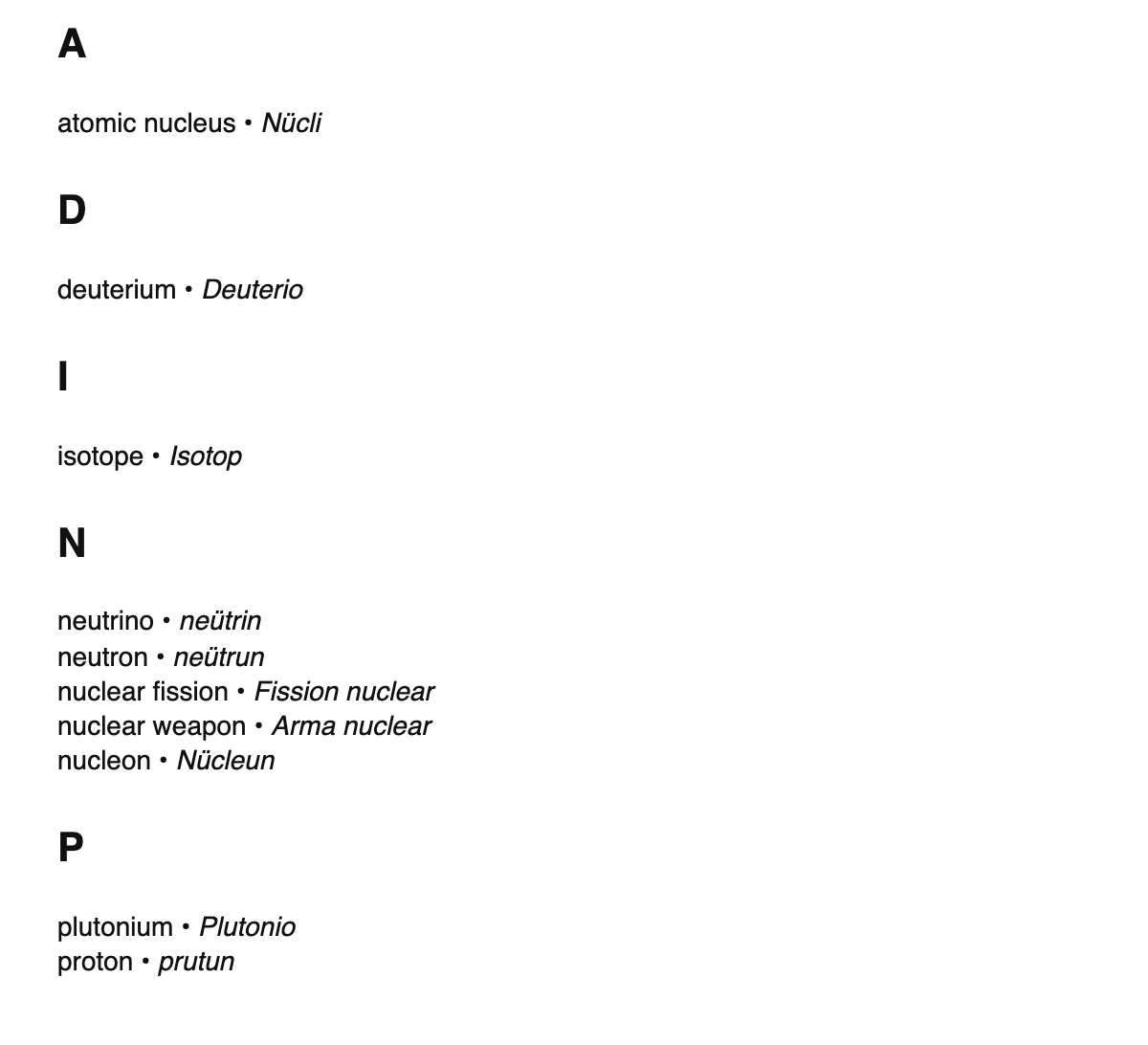 Nuclear physics terms in Lombard