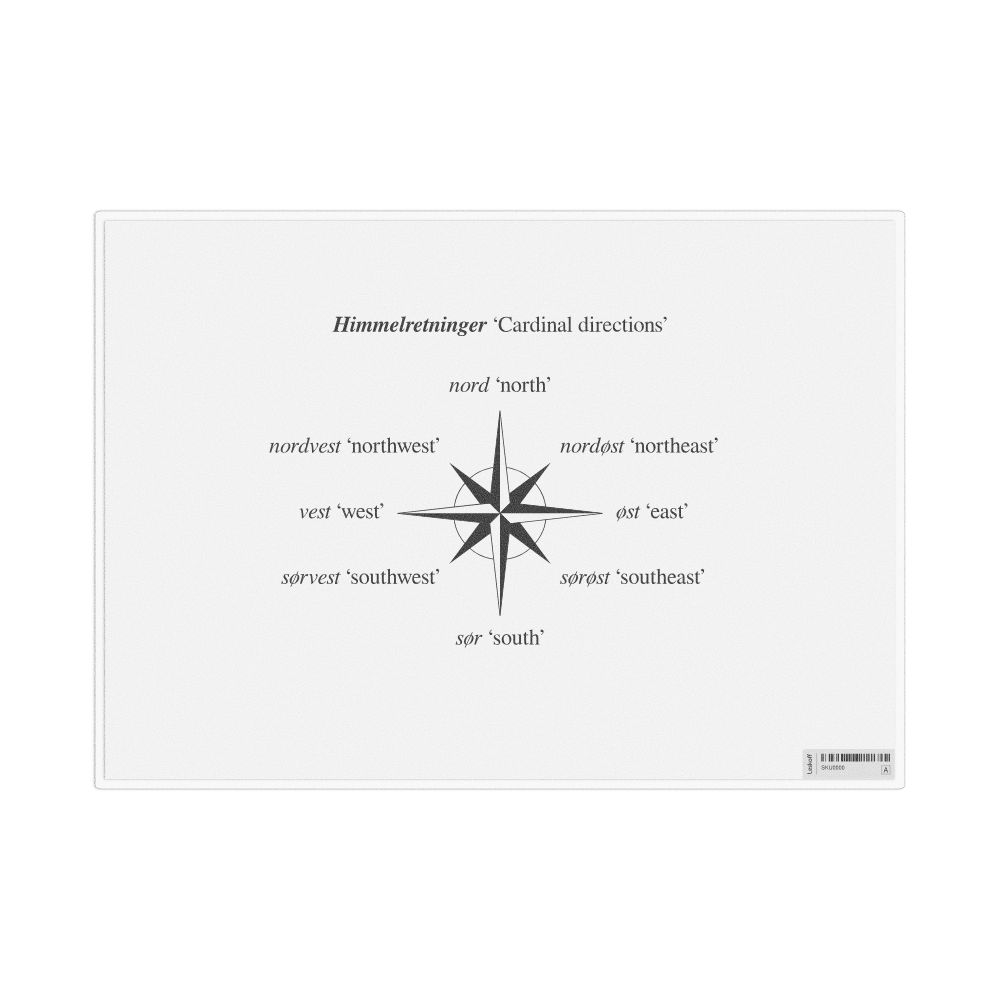 Leskoff Cardinal Directions in Norwegian, Desk Chart, 11.7 x 8.3 in (29.7 x 21.0 cm), image 1 of 1