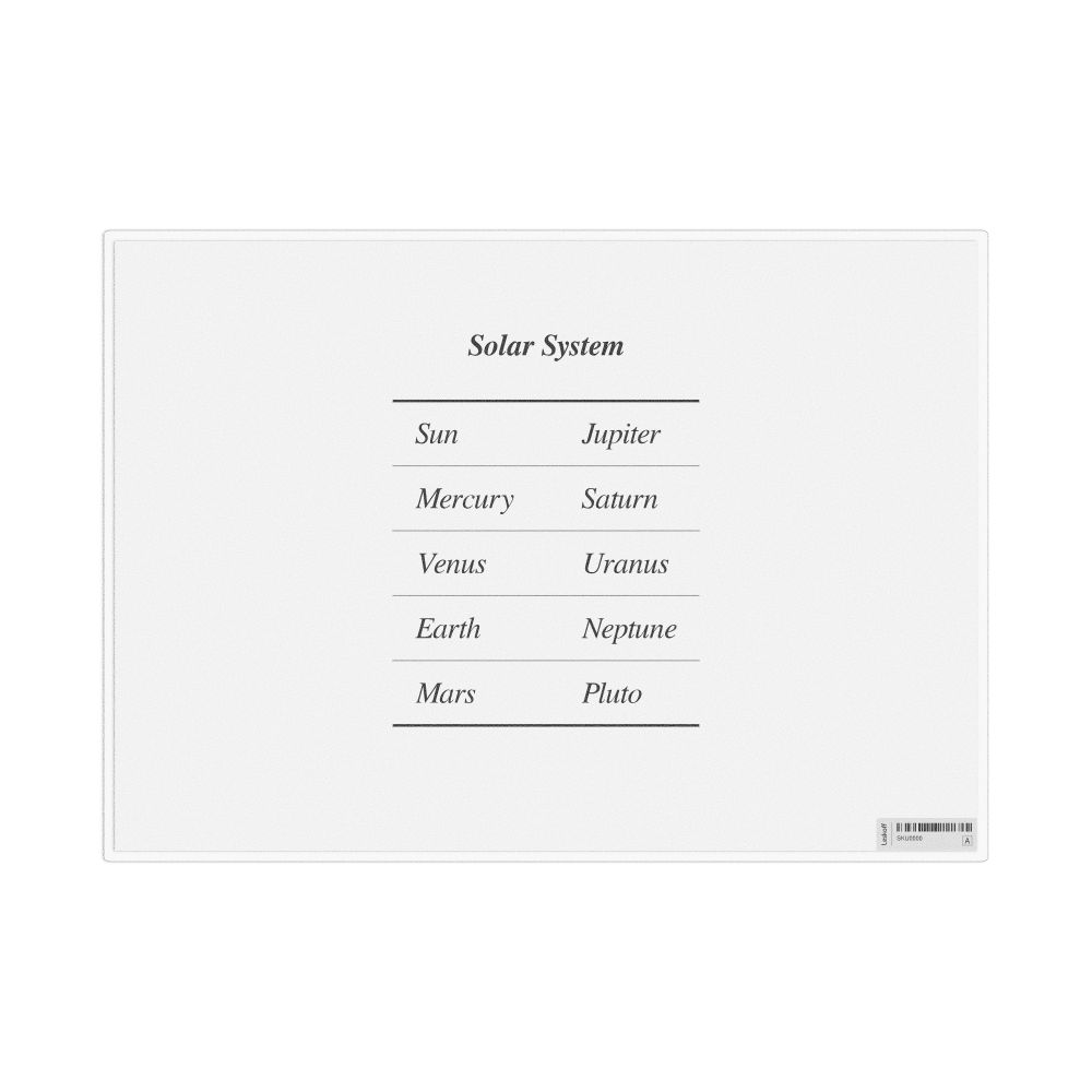 Leskoff Solar System in English, Desk Chart, 11.7 x 8.3 in (29.7 x 21.0 cm), image 1 of 1