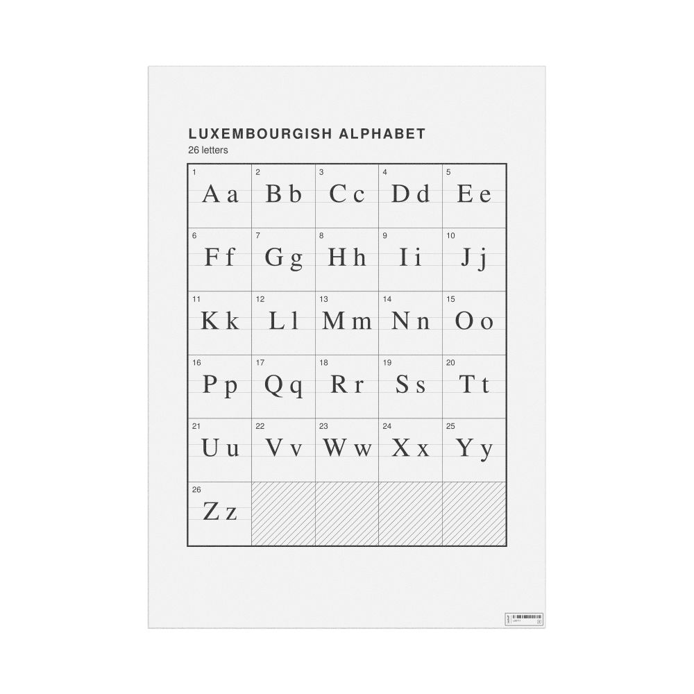 Leskoff Luxembourgish Alphabet Chart, 23.4 x 33.1 in (59.4 x 84.1 cm, Poster / Wall Chart), image 1 of 2