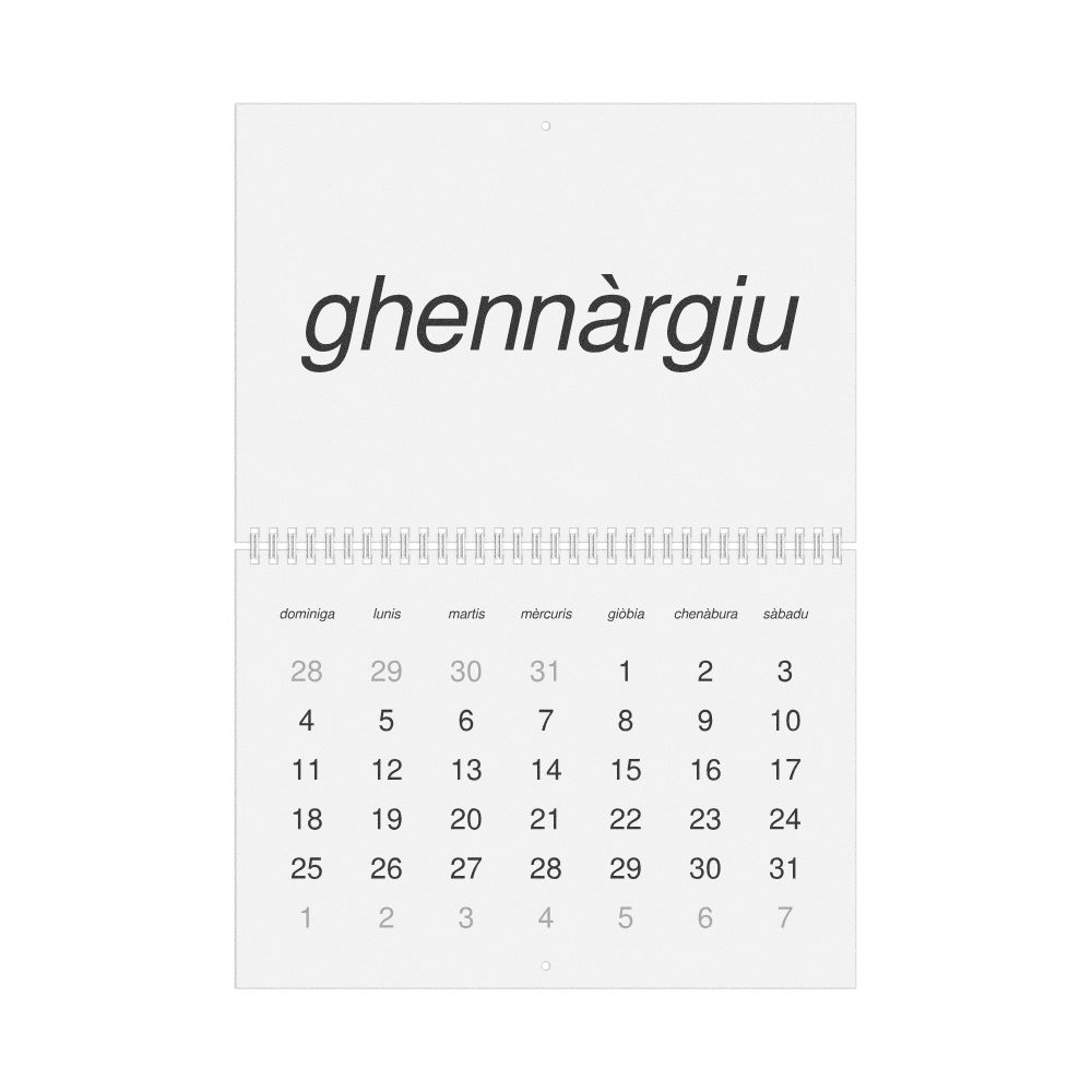 Leskoff 2026 Wall Calendar, Sardinian-Labeled, Sunday-Start Layout, Wire-Bound, 11.7 x 8.3 in (29.7 x 21.0 cm), image 1 of 1