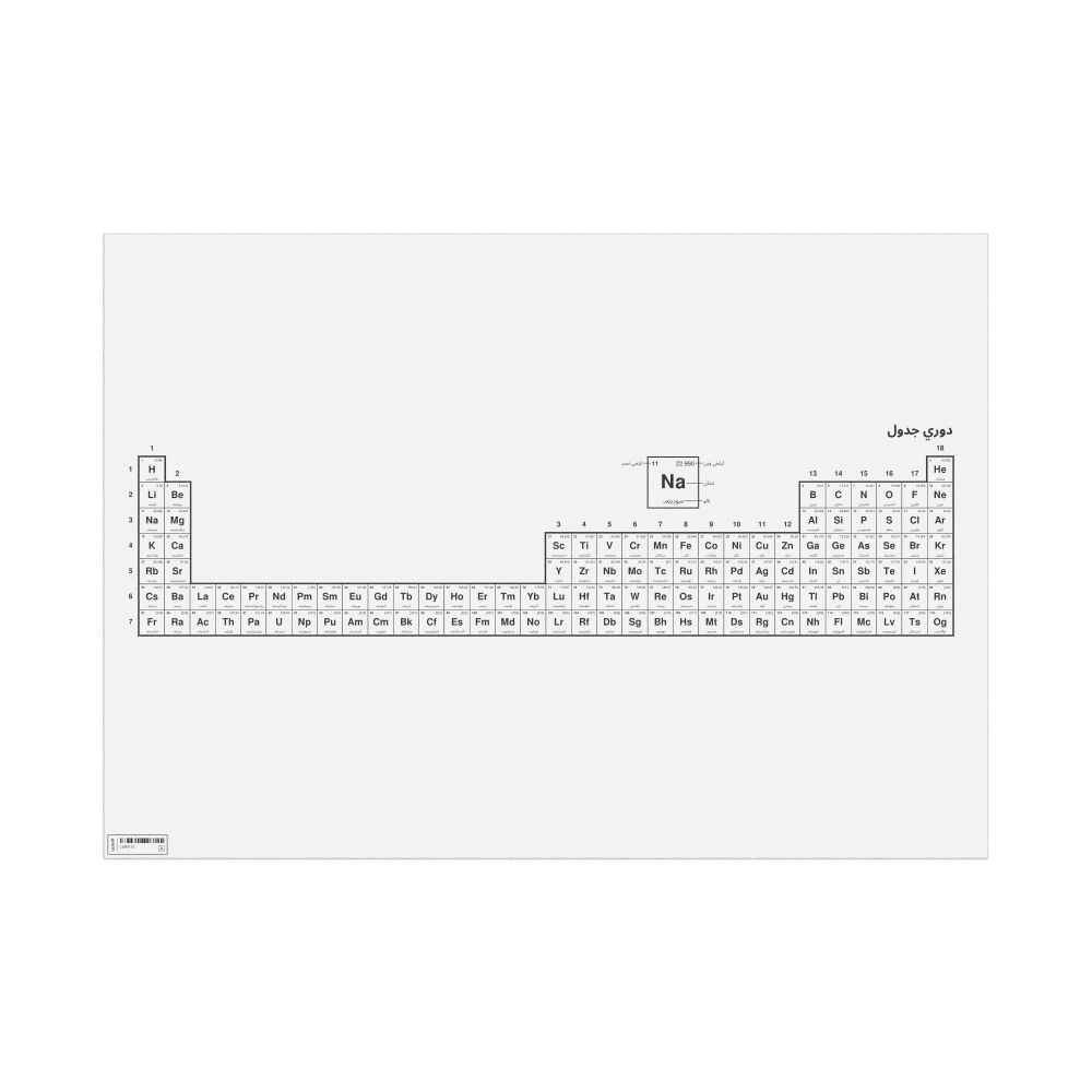 Leskoff Periodic Table Chart, 33.1 x 23.4 in (84.1 x 59.4 cm, Poster / Wall Chart), 32-Column Layout, Sindhi-Labeled, image 1 of 2