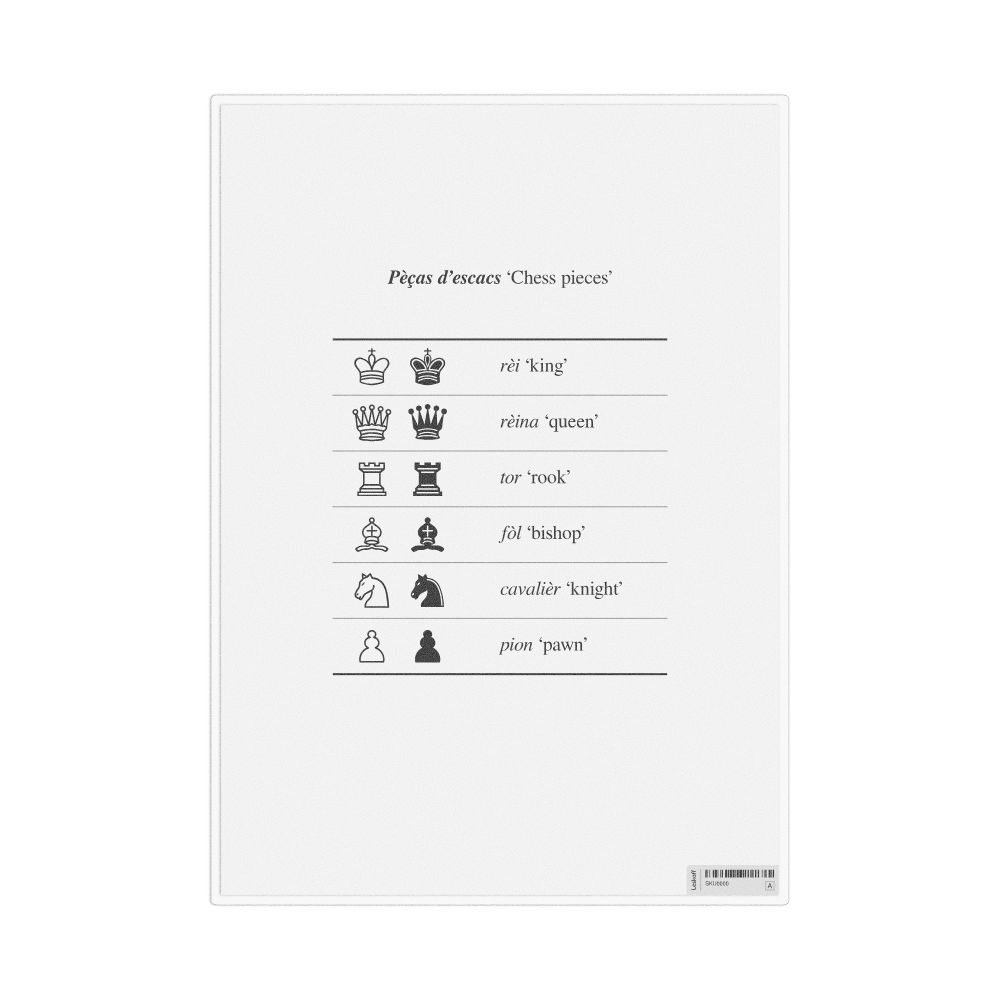 Leskoff Chess Pieces in Occitan, Desk Chart, 8.3 x 11.7 in (21.0 x 29.7 cm), image 1 of 1