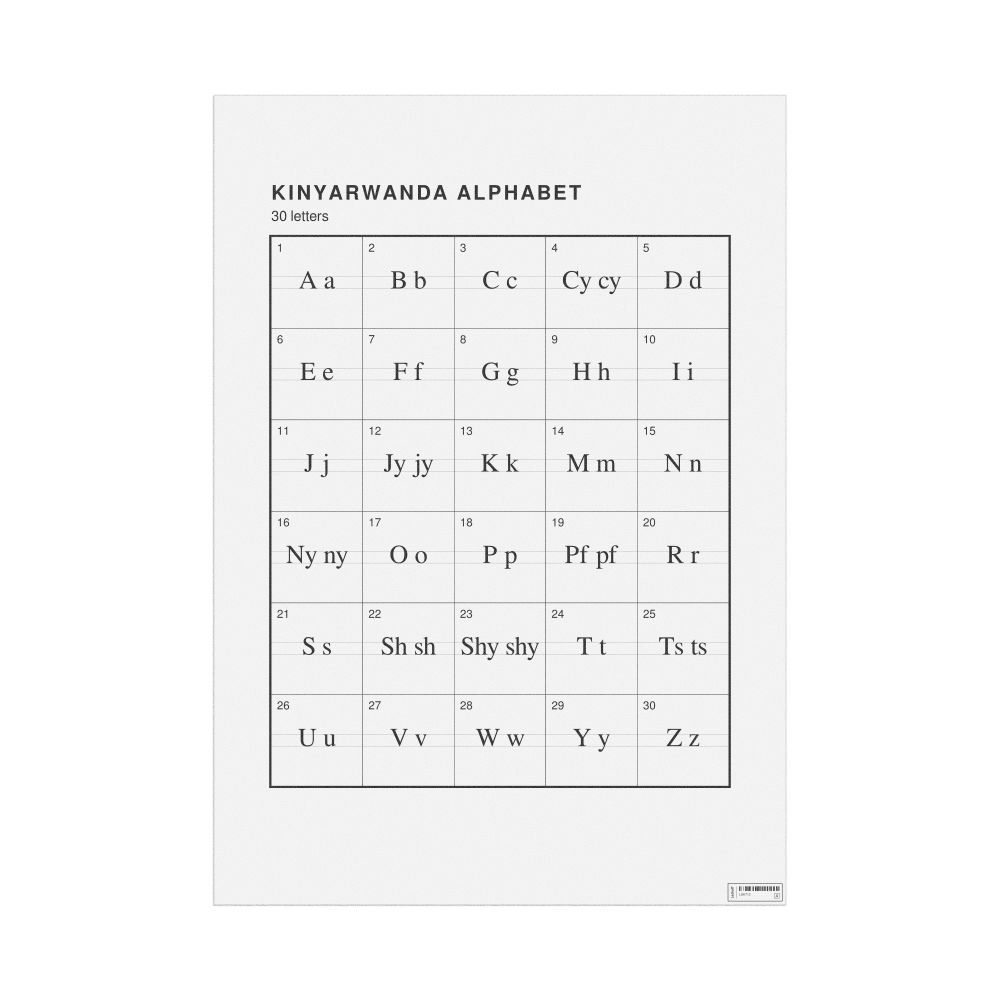 Leskoff Kinyarwanda Alphabet Chart, 23.4 x 33.1 in (59.4 x 84.1 cm, Poster / Wall Chart), image 1 of 2