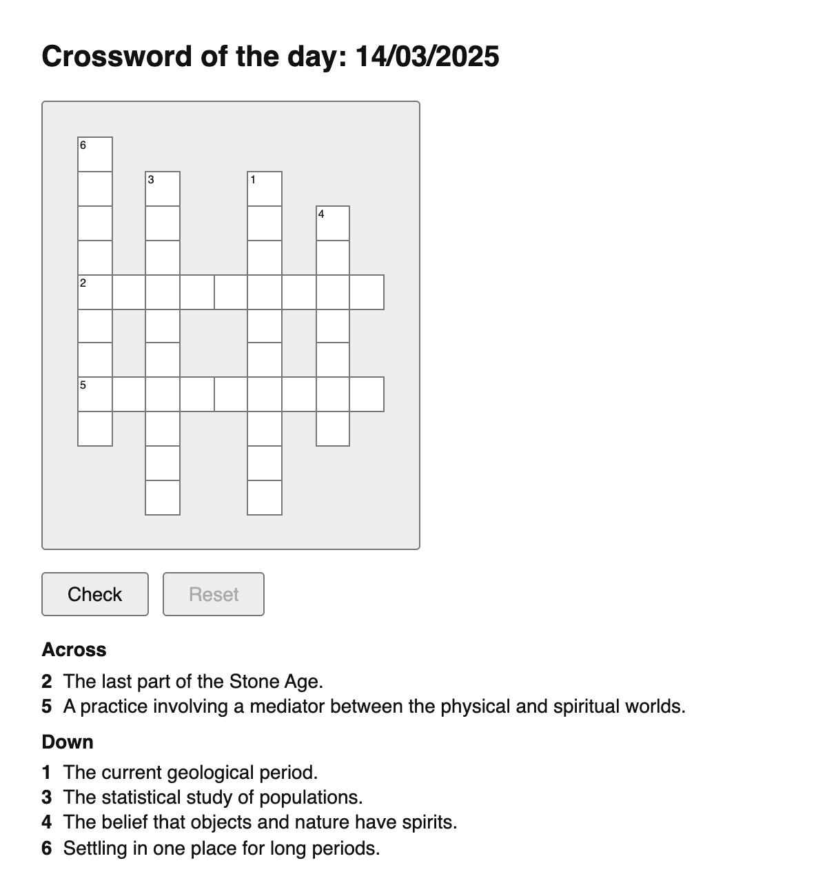 Anthropology Crossword