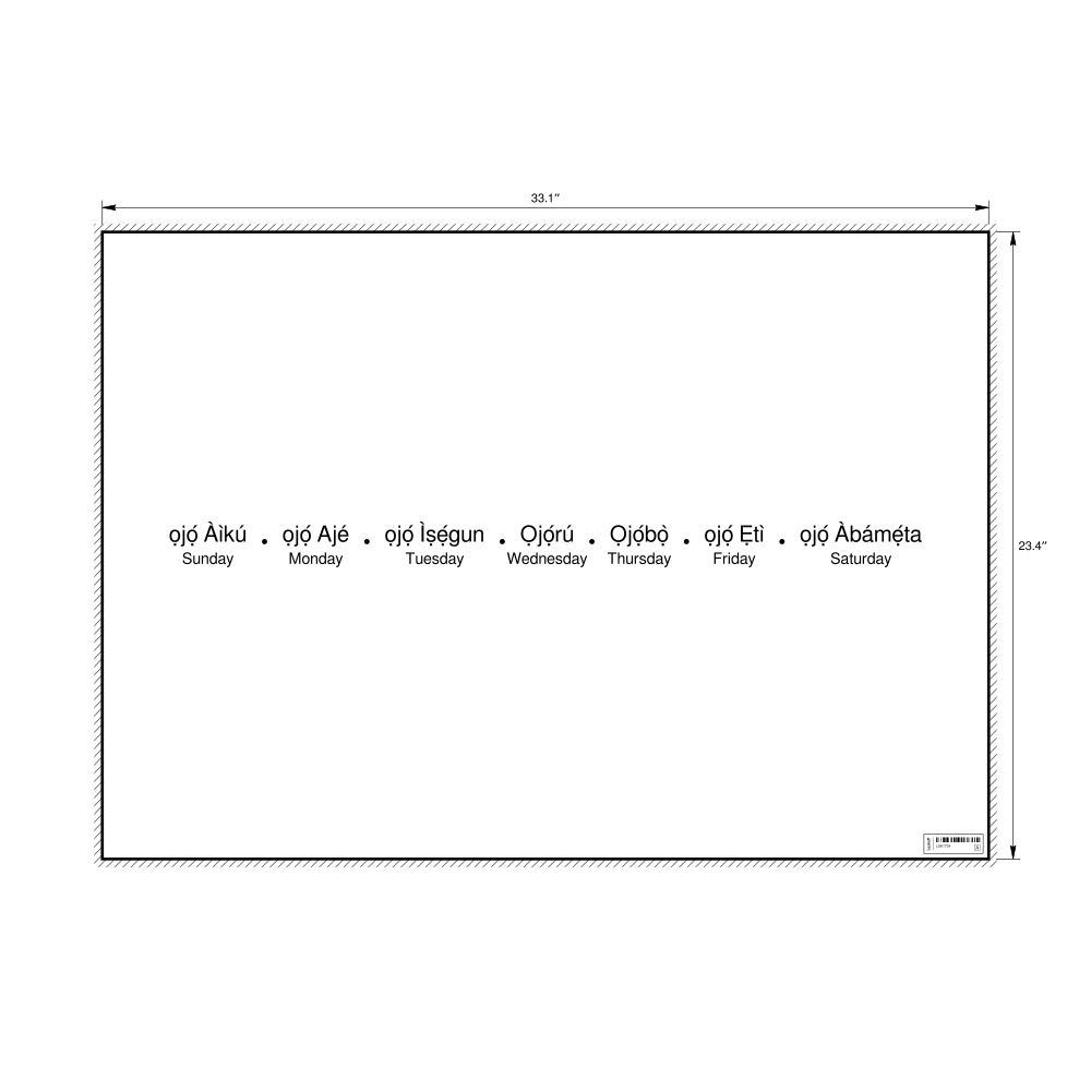 Leskoff Days of the Week Poster, Yoruba/English-Labeled, image 1 of 1