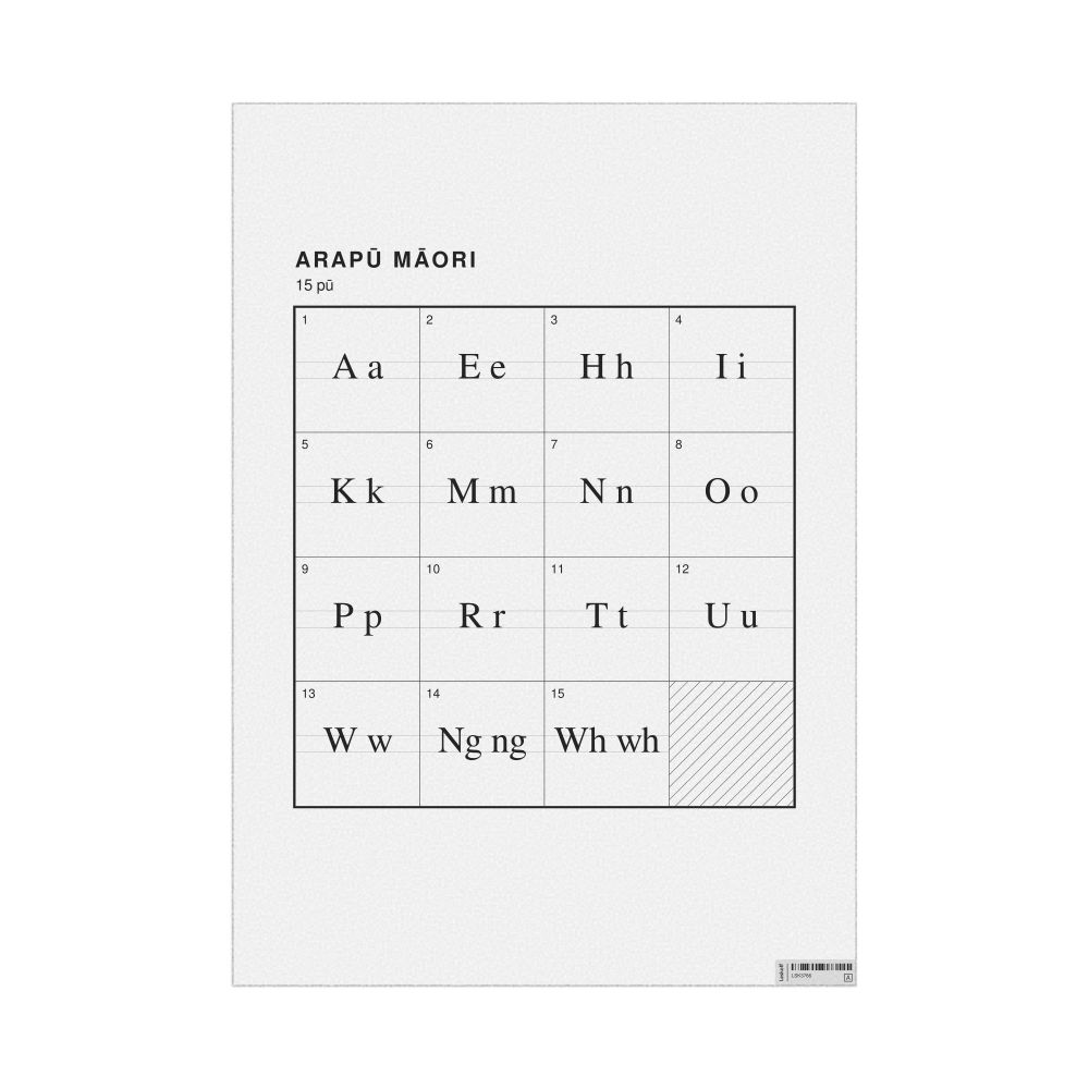 Leskoff Māori Alphabet Chart, 23.4 x 33.1 in (59.4 x 84.1 cm, Poster / Wall Chart), Māori-Labeled, image 1 of 2