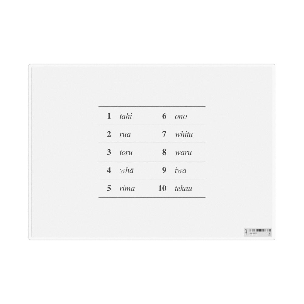 Leskoff Numbers 1–10 in Māori, Desk Chart, 11.7 x 8.3 in (29.7 x 21.0 cm), image 1 of 1