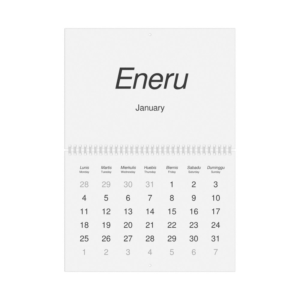 Leskoff 2027 Wall Calendar, Kapampangan/English-Labeled, Monday-Start Layout, Wire-Bound, 11.7 x 8.3 in (29.7 x 21.0 cm), image 1 of 1