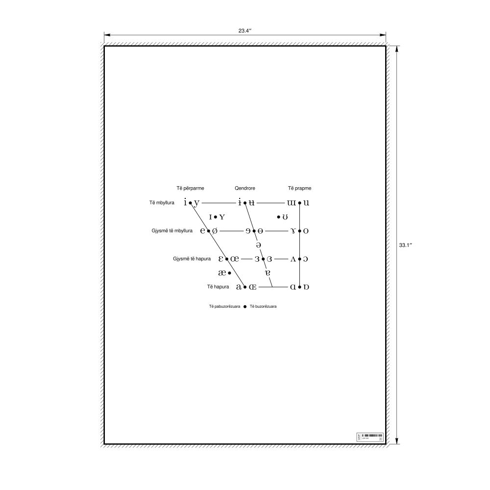 Leskoff IPA Vowel Chart Poster, Albanian-Labeled, image 1 of 2