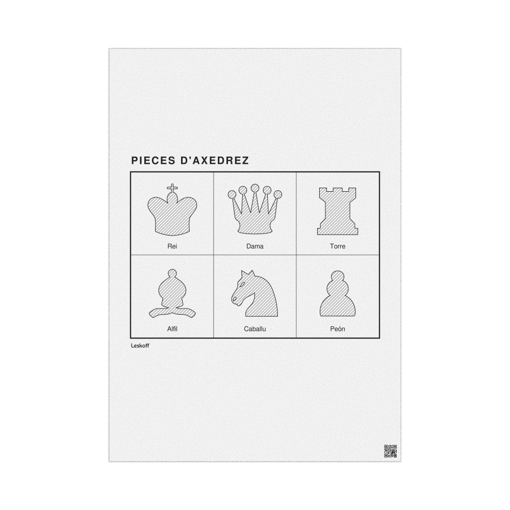 Leskoff Chess Pieces Poster, Asturian-Labeled, image 1 of 2