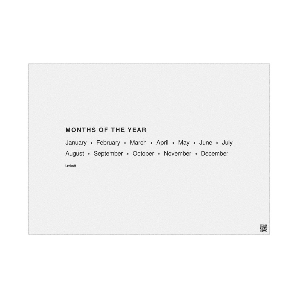 Leskoff Months of the Year Poster, English-Labeled, image 1 of 2