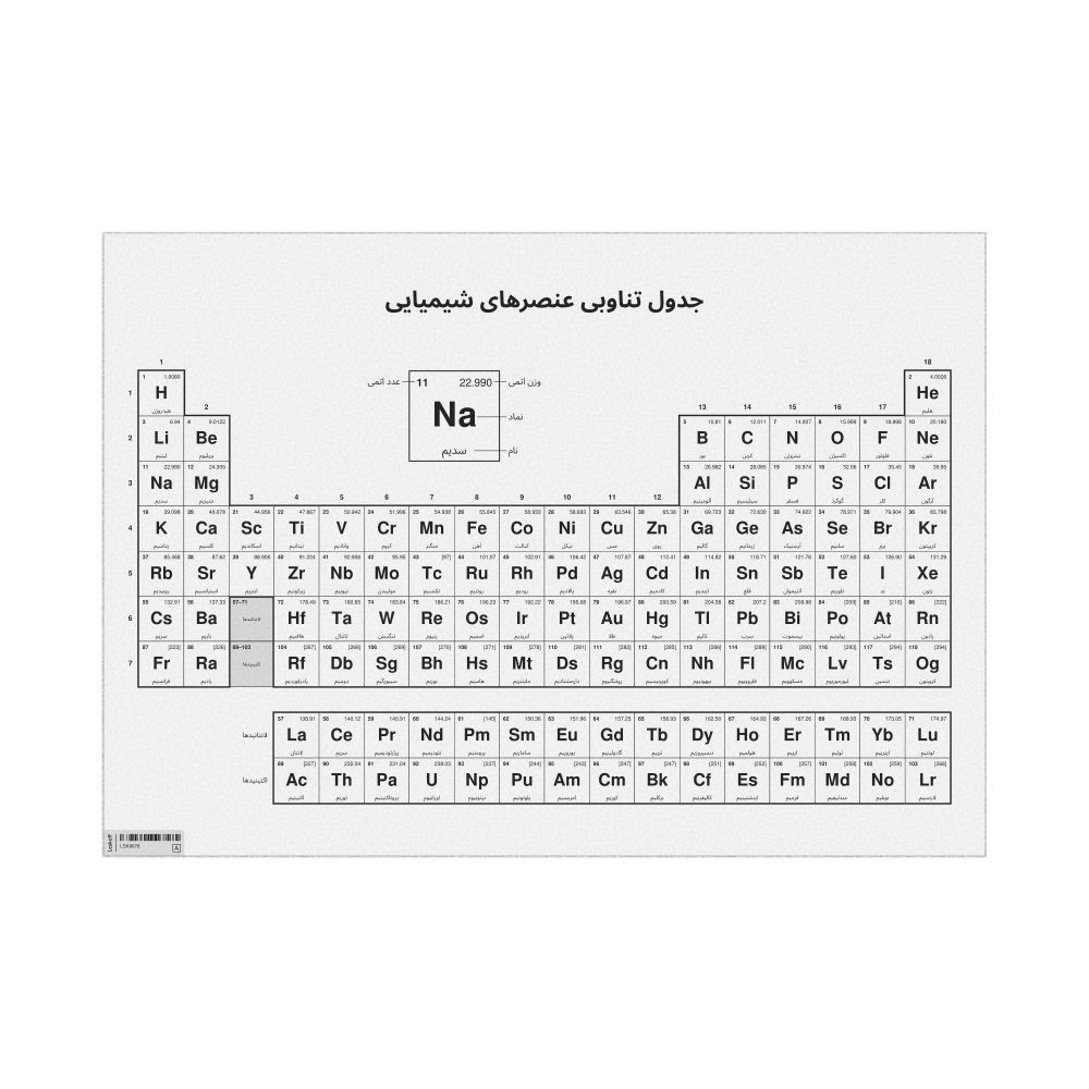 Leskoff Periodic Table Chart, 33.1 x 23.4 in (84.1 x 59.4 cm, Poster / Wall Chart), 18-Column Layout, Persian-Labeled, image 1 of 2
