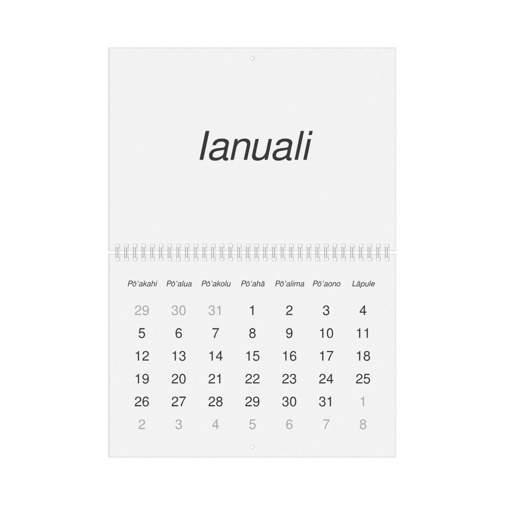 Leskoff 2026 Wall Calendar, Hawaiian-Labeled, Monday-Start Layout, Wire-Bound, 11.7 x 8.3 in (29.7 x 21.0 cm), image 1 of 1