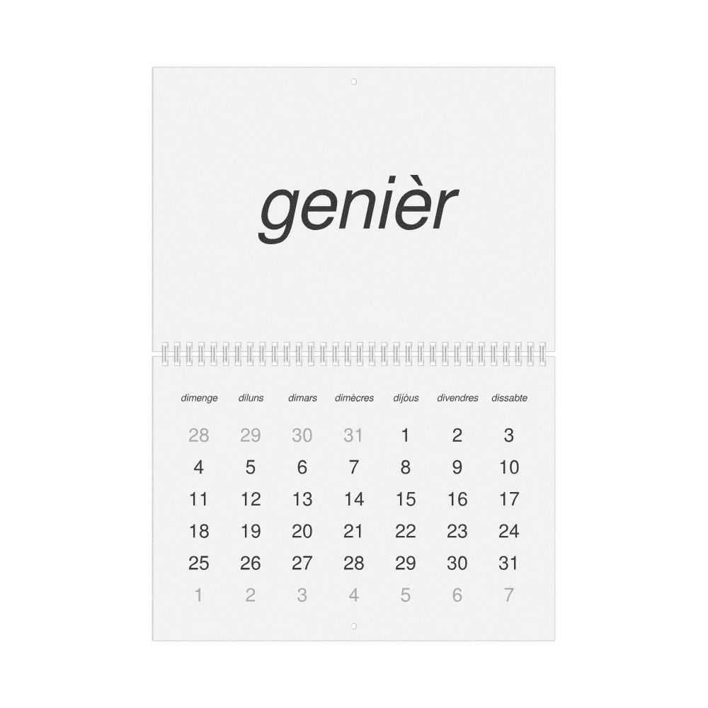 Leskoff 2026 Wall Calendar, Occitan-Labeled, Sunday-Start Layout, Wire-Bound, 11.7 x 8.3 in (29.7 x 21.0 cm), image 1 of 1