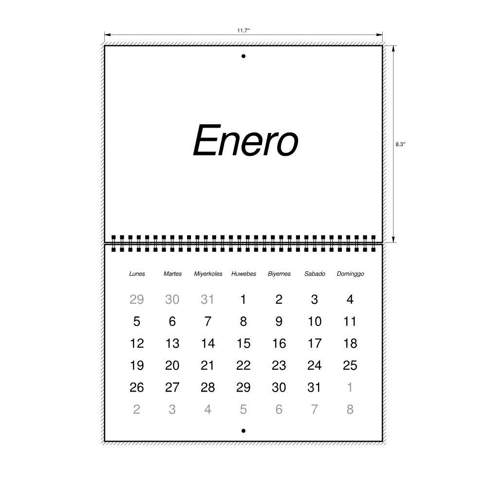 Leskoff 2026 Wall Calendar, Waray-Labeled, Monday-Start Layout, Wire-Bound, 11.7 x 8.3 in (29.7 x 21.0 cm), image 2 of 2