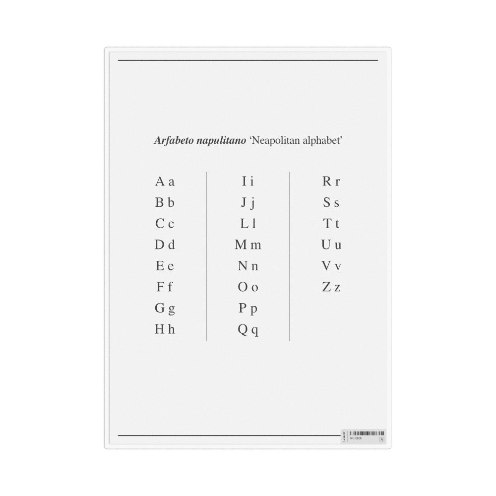 Leskoff Neapolitan Alphabet, Desk Chart, 8.3 x 11.7 in (21.0 x 29.7 cm), image 1 of 1
