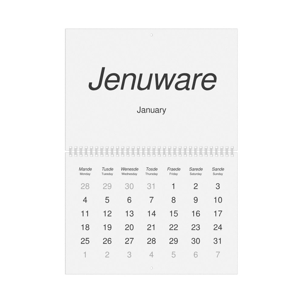 Leskoff 2027 Wall Calendar, Bislama/English-Labeled, Monday-Start Layout, Wire-Bound, 11.7 x 8.3 in (29.7 x 21.0 cm), image 1 of 1