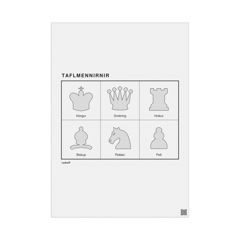 Leskoff Chess Pieces Poster, Icelandic-Labeled, image 1 of 2