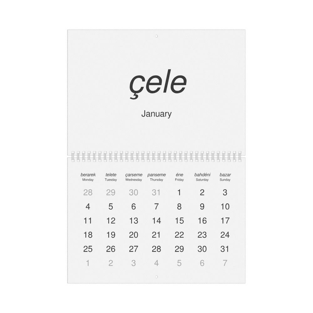 Leskoff 2027 Wall Calendar, Zaza/English-Labeled, Monday-Start Layout, Wire-Bound, 11.7 x 8.3 in (29.7 x 21.0 cm), image 1 of 1