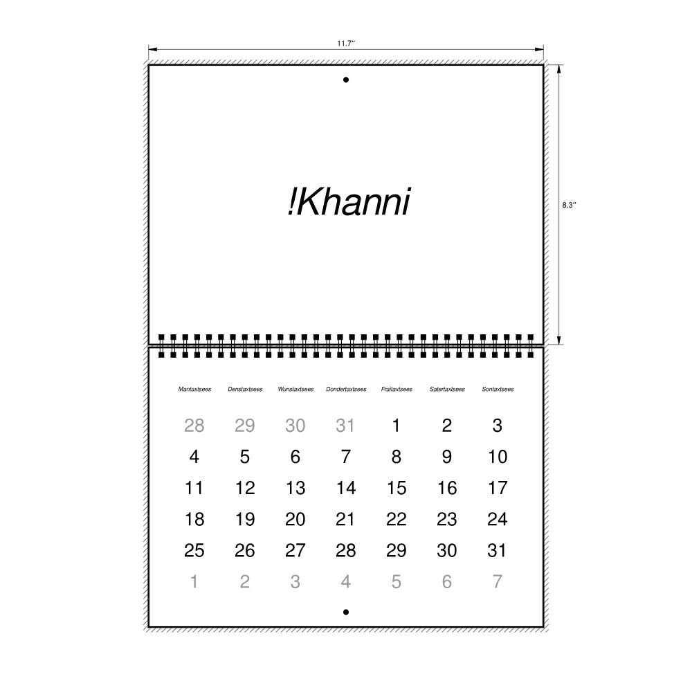 Leskoff 2027 Wall Calendar, Khoekhoe-Labeled, Monday-Start Layout, Wire-Bound, 11.7 x 8.3 in (29.7 x 21.0 cm), image 2 of 2