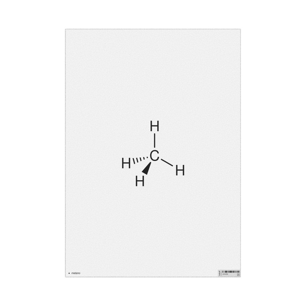 Leskoff Methane Molecule Poster, 2D Structure, Esperanto-Labeled, image 1 of 1