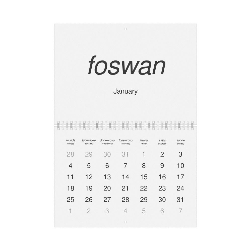 Leskoff 2027 Wall Calendar, Sranan Tongo/English-Labeled, Monday-Start Layout, Wire-Bound, 11.7 x 8.3 in (29.7 x 21.0 cm), image 1 of 1