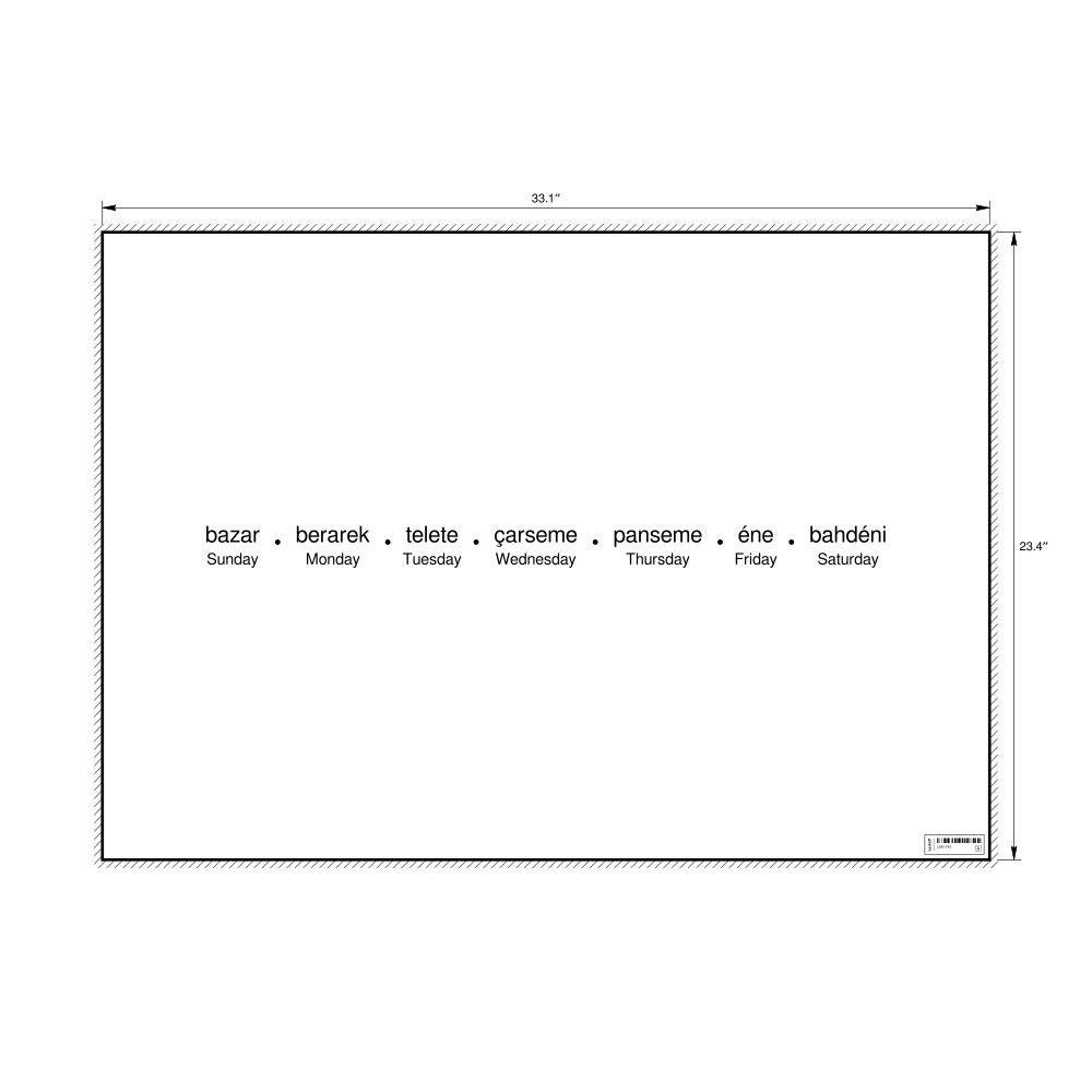 Leskoff Days of the Week Poster, Zaza/English-Labeled, image 1 of 1