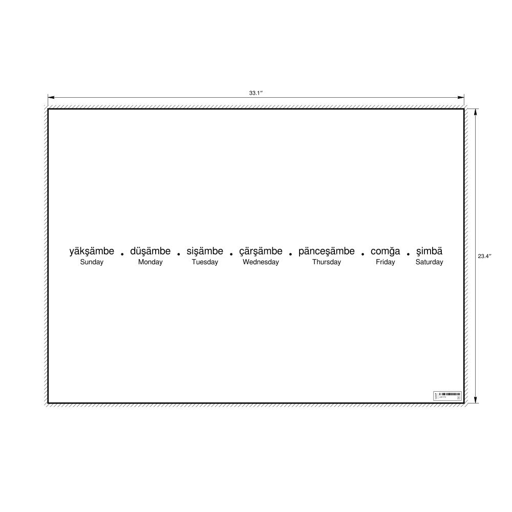 Leskoff Days of the Week Poster, Tatar/English-Labeled, image 1 of 1
