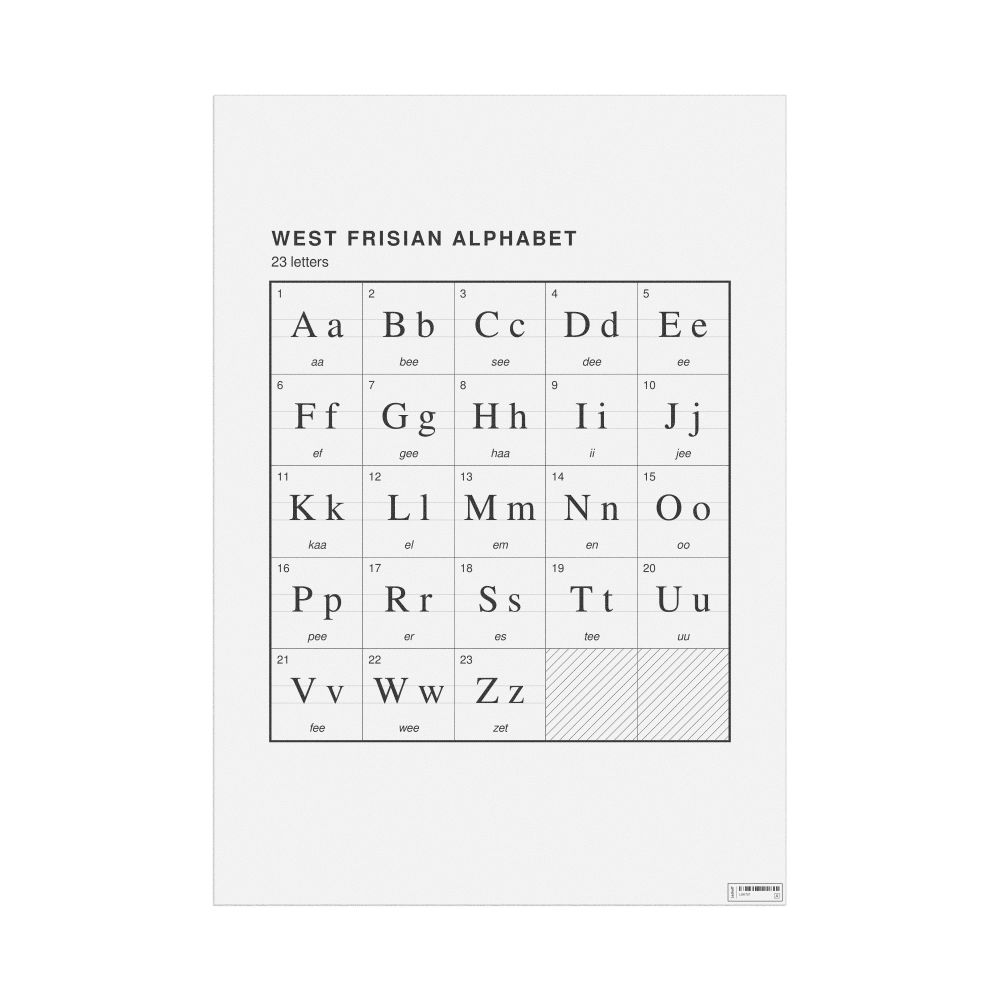 Leskoff West Frisian Alphabet Chart, 23.4 x 33.1 in (59.4 x 84.1 cm, Poster / Wall Chart), image 1 of 2