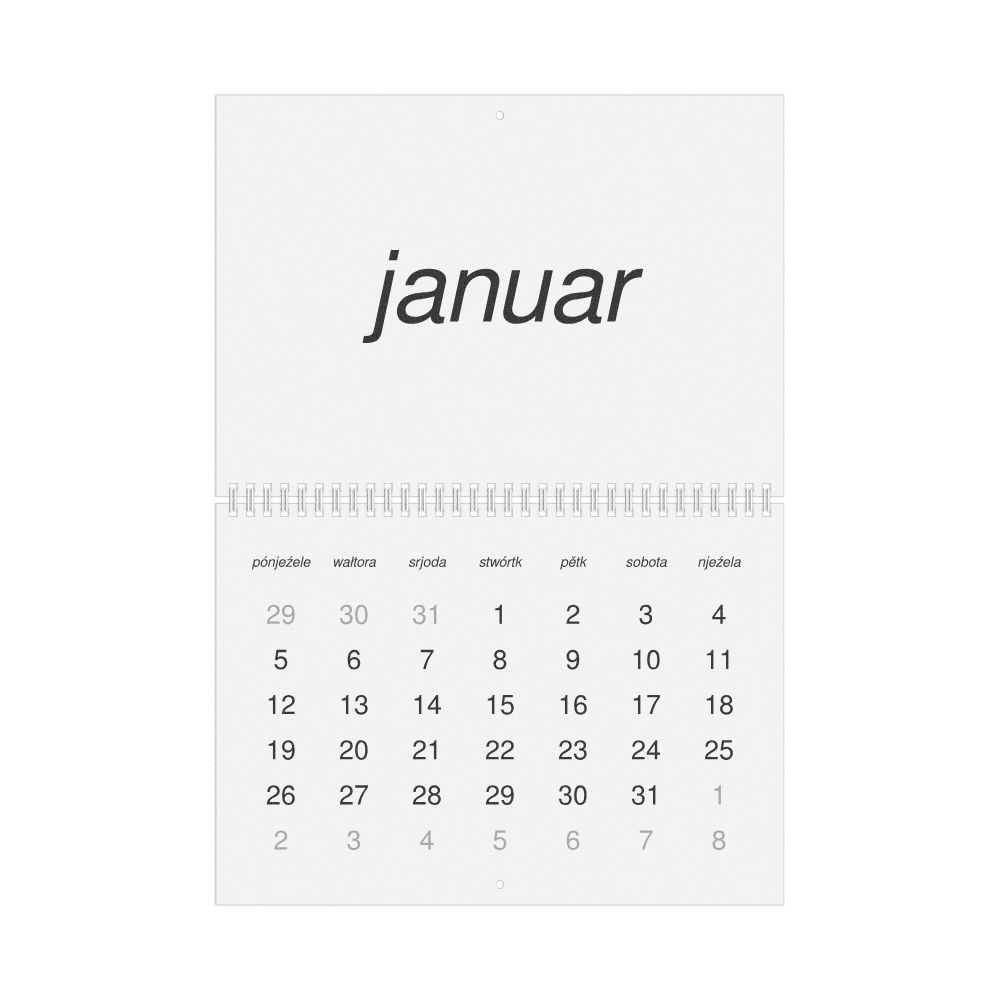 Leskoff 2026 Wall Calendar, Lower Sorbian-Labeled, Monday-Start Layout, Wire-Bound, 11.7 x 8.3 in (29.7 x 21.0 cm), image 1 of 1