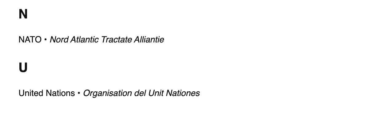 International relations terms in Interlingue