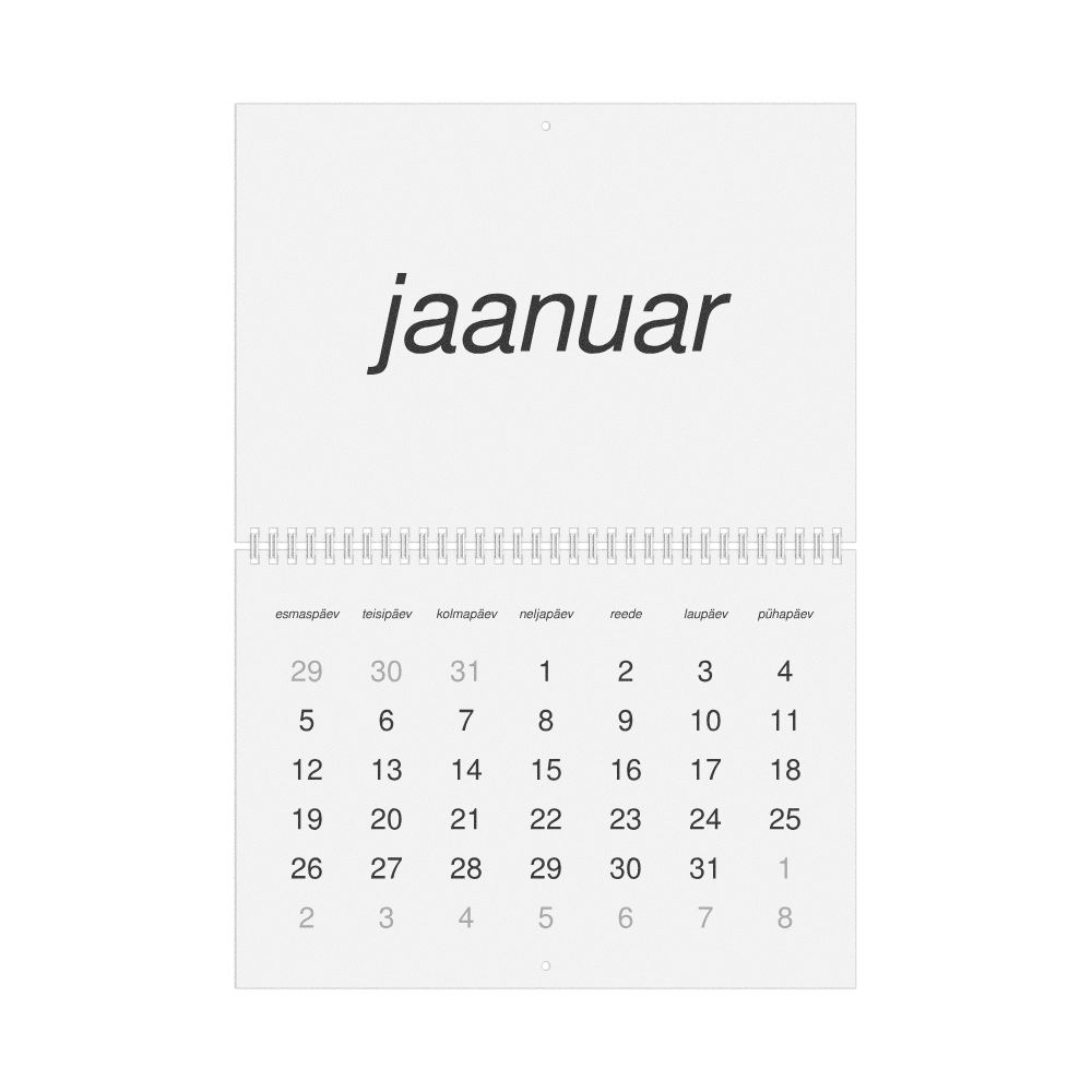 Leskoff 2026 Wall Calendar, Estonian-Labeled, Monday-Start Layout, Wire-Bound, 11.7 x 8.3 in (29.7 x 21.0 cm), image 1 of 1
