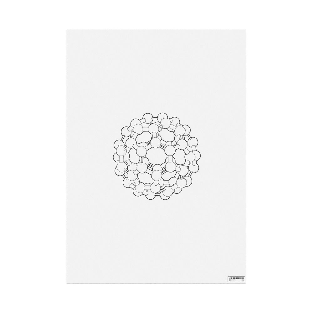 Leskoff Fullerene Molecule Poster, Ball-and-Stick Model, Stylized, image 1 of 1
