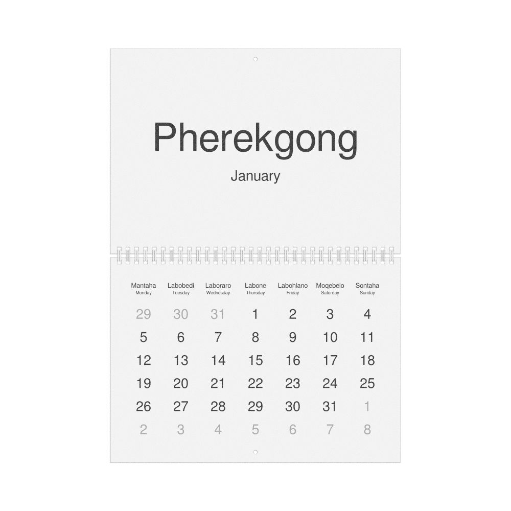 Leskoff 2026 Wall Calendar, Sotho/English-Labeled, Monday-Start Layout, Wire-Bound, 11.7 x 8.3 in (29.7 x 21.0 cm), image 1 of 1