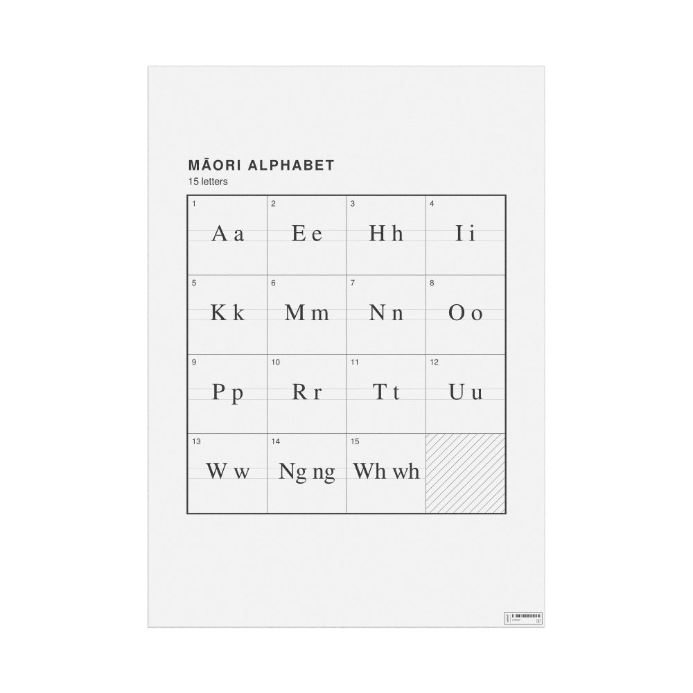 Leskoff Māori Alphabet Chart, 23.4 x 33.1 in (59.4 x 84.1 cm, Poster / Wall Chart), image 1 of 2