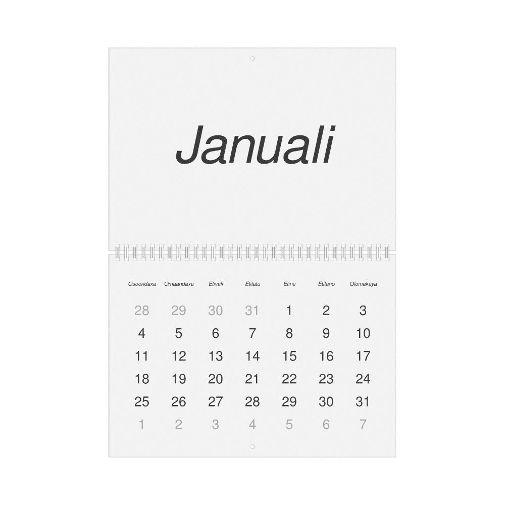 Leskoff 2026 Wall Calendar, Kwanyama-Labeled, Sunday-Start Layout, Wire-Bound, 11.7 x 8.3 in (29.7 x 21.0 cm), image 1 of 1