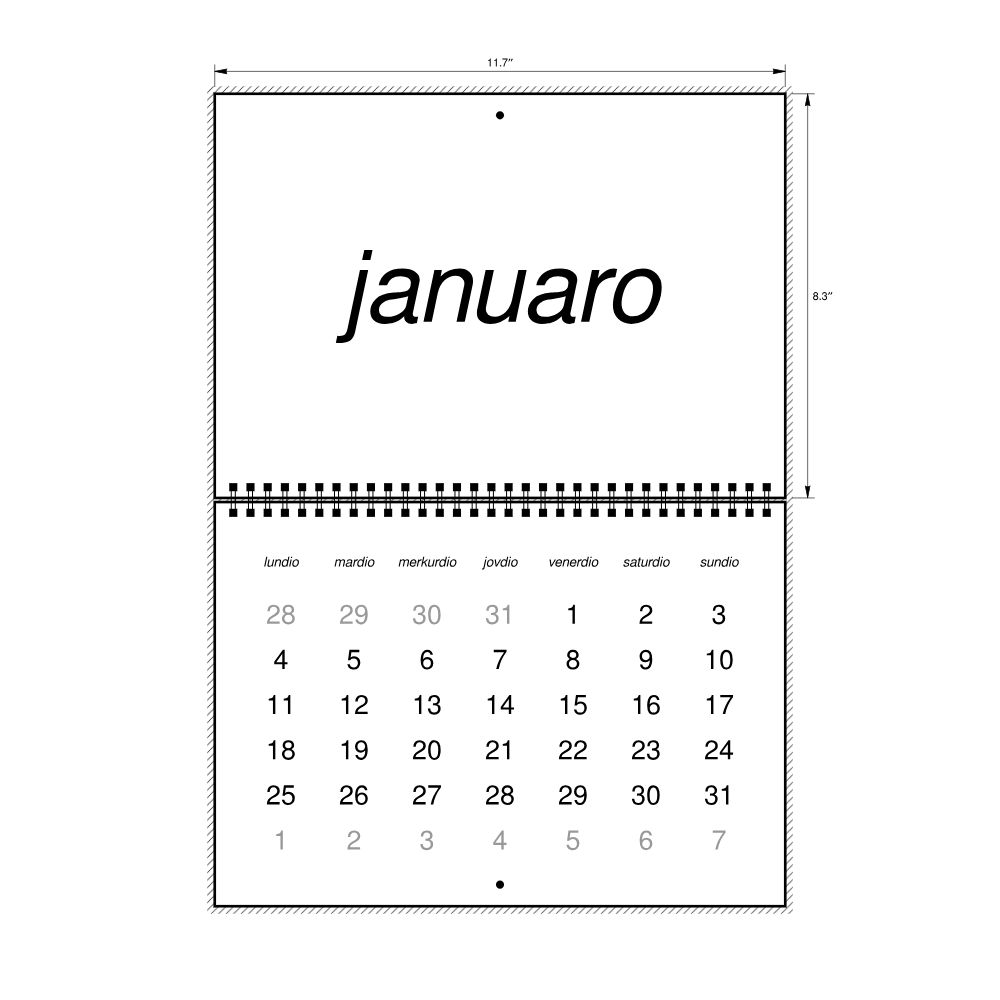 Leskoff 2027 Wall Calendar, Ido-Labeled, Monday-Start Layout, Wire-Bound, 11.7 x 8.3 in (29.7 x 21.0 cm), image 2 of 2
