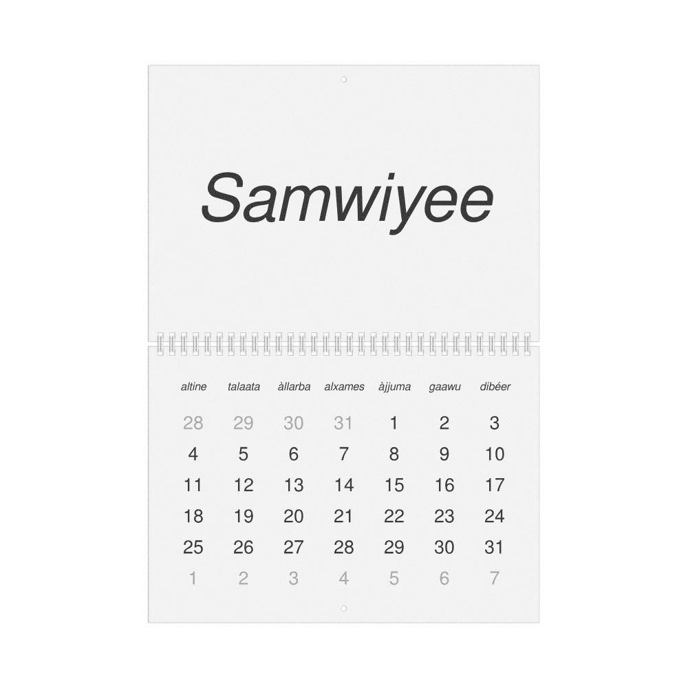 Leskoff 2027 Wall Calendar, Wolof-Labeled, Monday-Start Layout, Wire-Bound, 11.7 x 8.3 in (29.7 x 21.0 cm), image 1 of 1