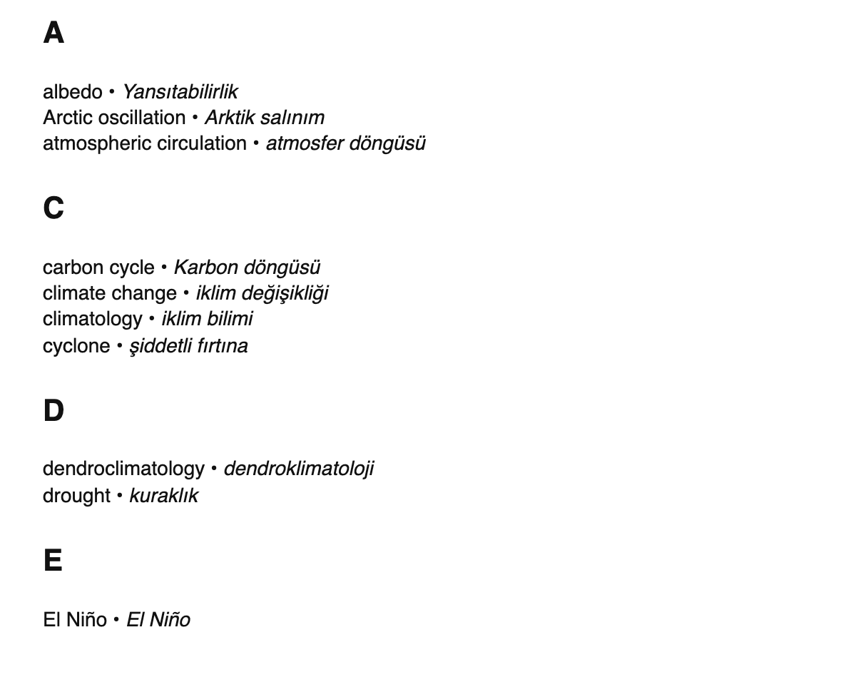 Climatology terms in Turkish