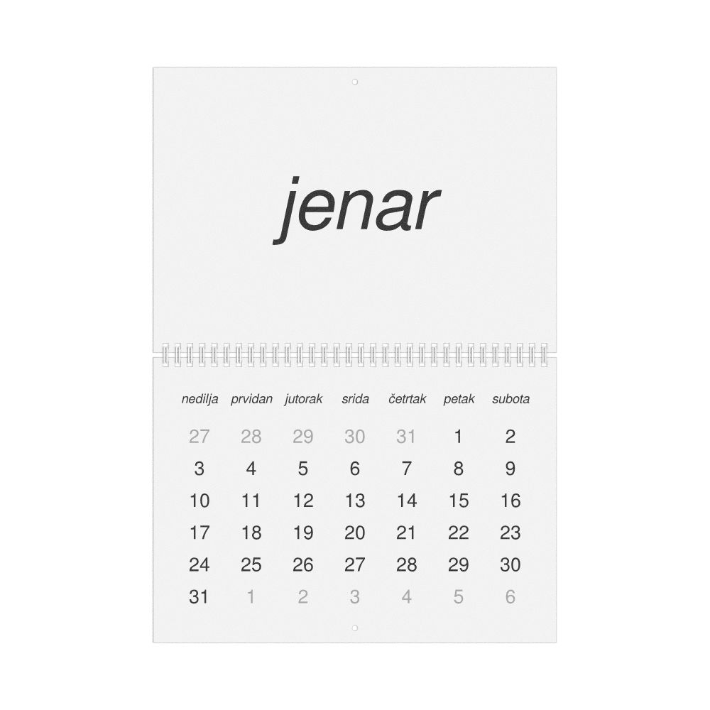 Leskoff 2027 Wall Calendar, Slavomolisano-Labeled, Sunday-Start Layout, Wire-Bound, 11.7 x 8.3 in (29.7 x 21.0 cm), image 1 of 1