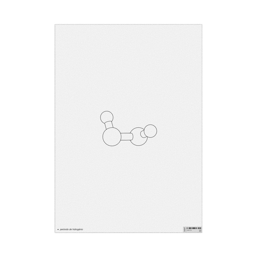 Leskoff Hydrogen Peroxide Molecule Poster, Ball-and-Stick Model, Stylized, Portuguese-Labeled, image 1 of 1