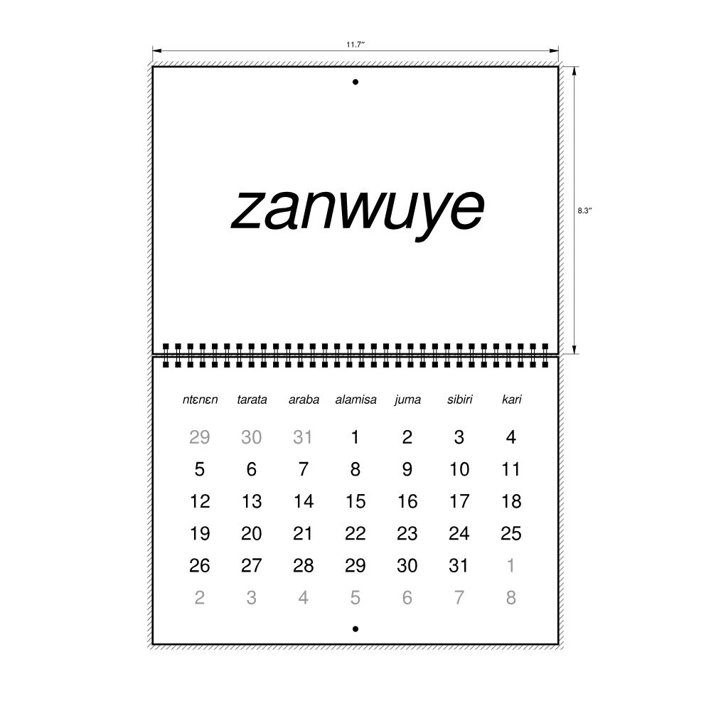 Leskoff 2026 Wall Calendar, Bambara-Labeled, Monday-Start Layout, Wire-Bound, 11.7 x 8.3 in (29.7 x 21.0 cm), image 2 of 2