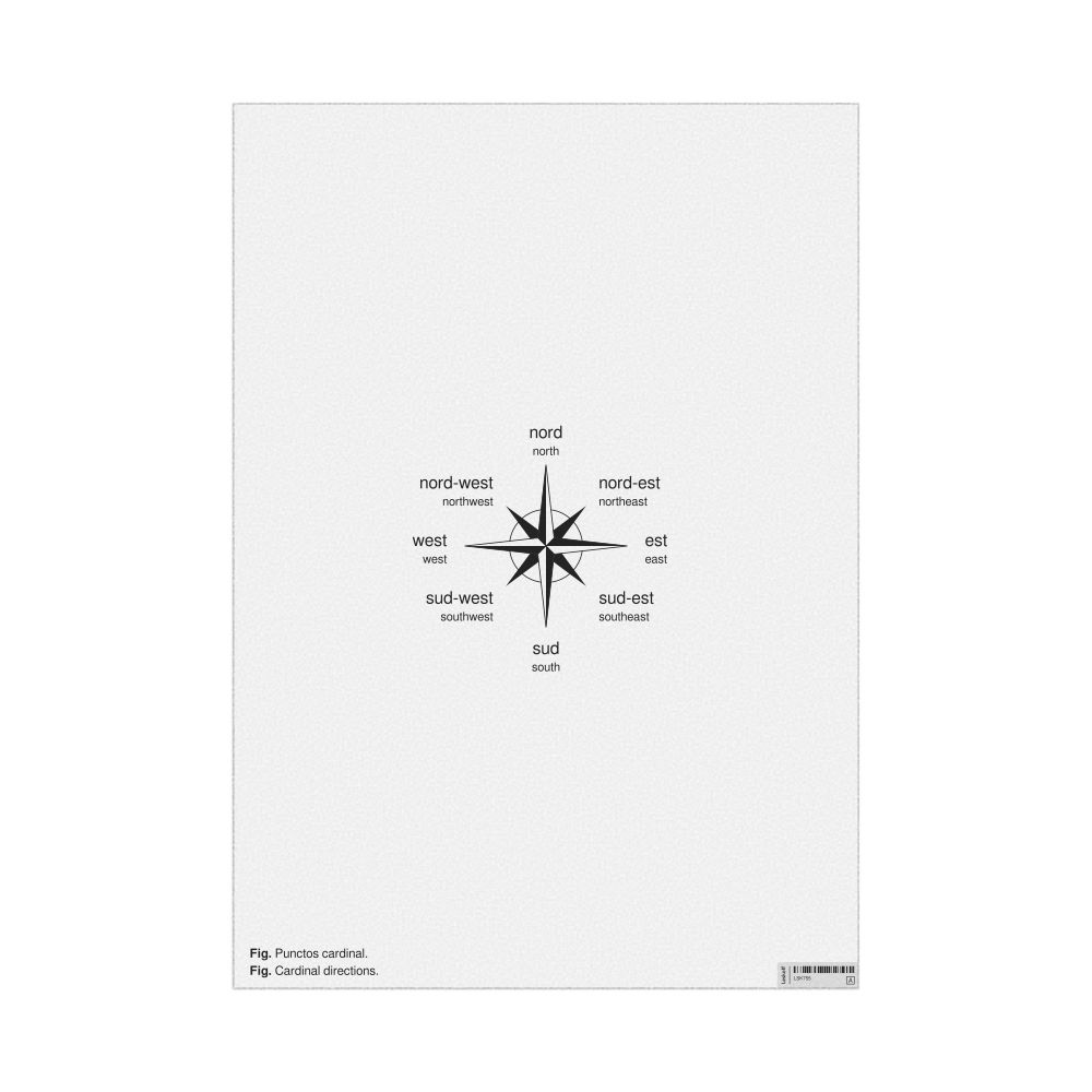 Leskoff Cardinal Directions Poster, Interlingua/English-Labeled, image 1 of 2
