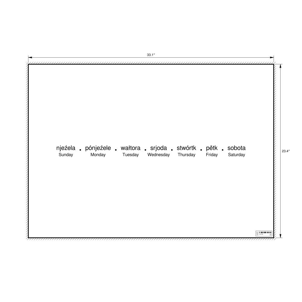 Leskoff Days of the Week Poster, Lower Sorbian/English-Labeled, image 1 of 1