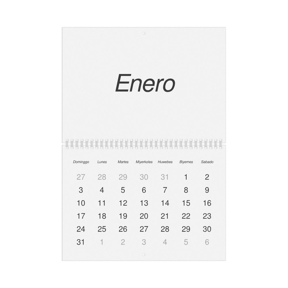 Leskoff 2027 Wall Calendar, Cebuano-Labeled, Sunday-Start Layout, Wire-Bound, 11.7 x 8.3 in (29.7 x 21.0 cm), image 1 of 1