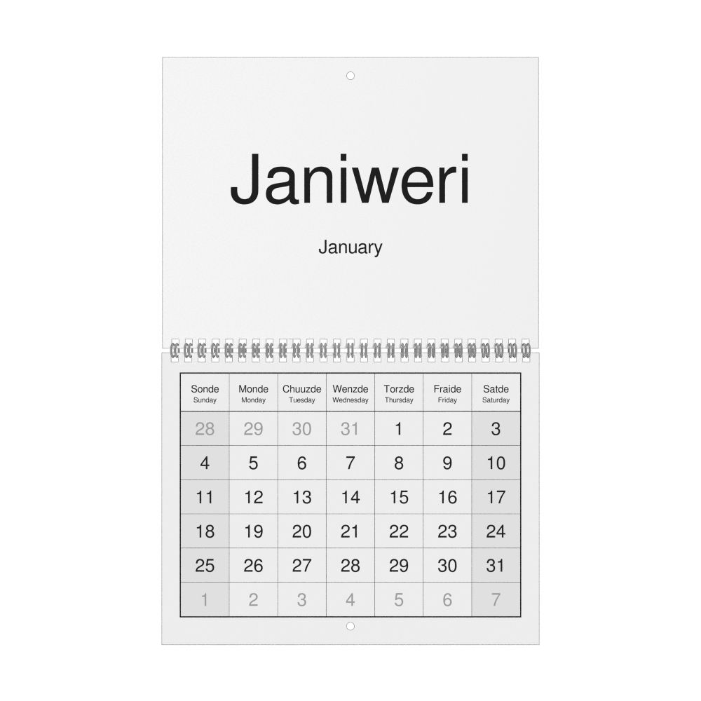 Leskoff 2026 Wall Calendar, Jamaican Patois/English-Labeled, Sunday-Start Layout, Wire-Bound, 11 x 8.5 in (27.9 x 21.6 cm), image 1 of 1