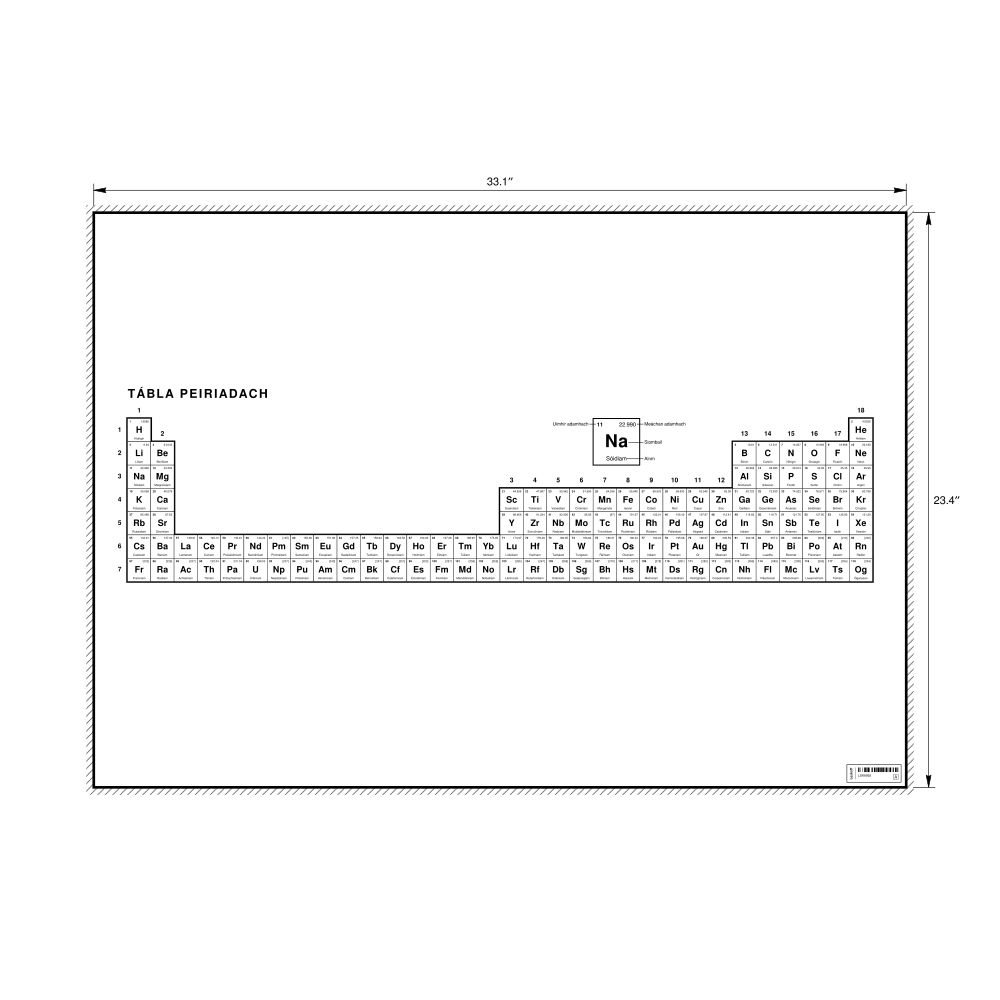 Leskoff Periodic Table Chart, 33.1 x 23.4 in (84.1 x 59.4 cm, Poster / Wall Chart), 32-Column Layout, Irish-Labeled, image 1 of 2