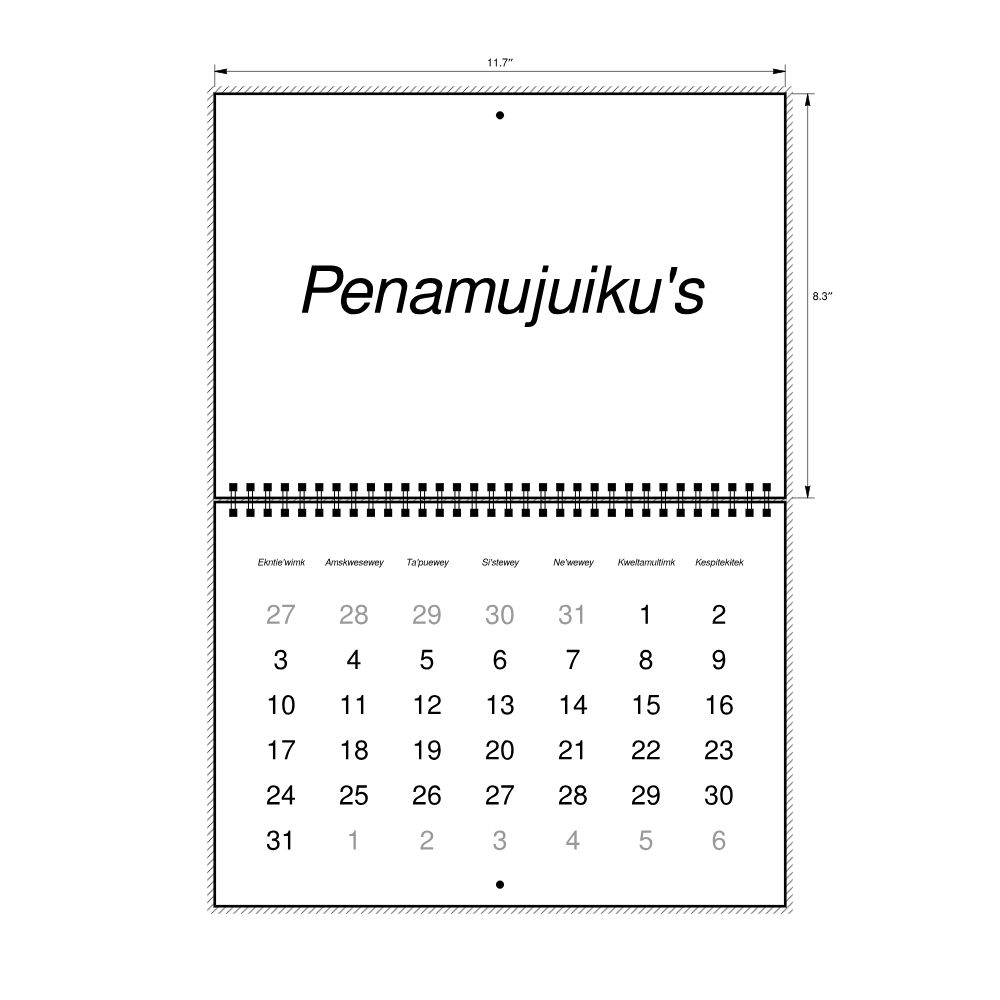 Leskoff 2027 Wall Calendar, Mi'kmaq-Labeled, Sunday-Start Layout, Wire-Bound, 11.7 x 8.3 in (29.7 x 21.0 cm), image 2 of 2