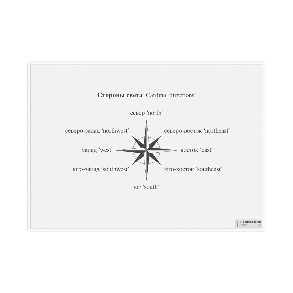 Leskoff Cardinal Directions in Russian, Desk Chart, 11.7 x 8.3 in (29.7 x 21.0 cm), image 1 of 1
